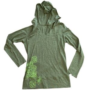 Fila Green Hooded Lightweight Soy Blend Floral Jacket Women’s S Activewear